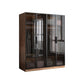 Modern Freestanding Wardrobe Armoire Tempered Glass Doors Wardrobe with Shelves