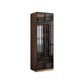 Modern Freestanding Wardrobe Armoire Tempered Glass Doors Wardrobe with Shelves