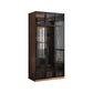 Modern Freestanding Wardrobe Armoire Tempered Glass Doors Wardrobe with Shelves