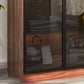 Modern Freestanding Wardrobe Armoire Tempered Glass Doors Wardrobe with Shelves