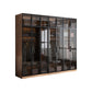 Modern Freestanding Wardrobe Armoire Tempered Glass Doors Wardrobe with Shelves