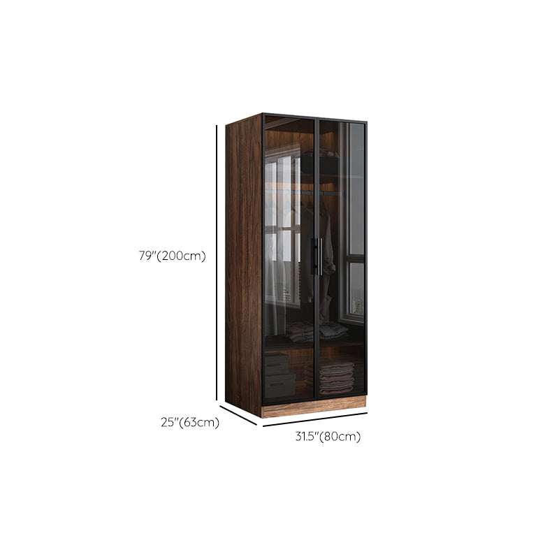 Modern Freestanding Wardrobe Armoire Tempered Glass Doors Wardrobe with Shelves