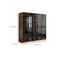 Modern Freestanding Wardrobe Armoire Tempered Glass Doors Wardrobe with Shelves