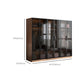 Modern Freestanding Wardrobe Armoire Tempered Glass Doors Wardrobe with Shelves