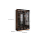 Modern Freestanding Wardrobe Armoire Tempered Glass Doors Wardrobe with Shelves