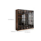 Modern Freestanding Wardrobe Armoire Tempered Glass Doors Wardrobe with Shelves