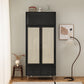 Black Solid Wood Wardrobe Modern Freestanding Wardrobe with Legs