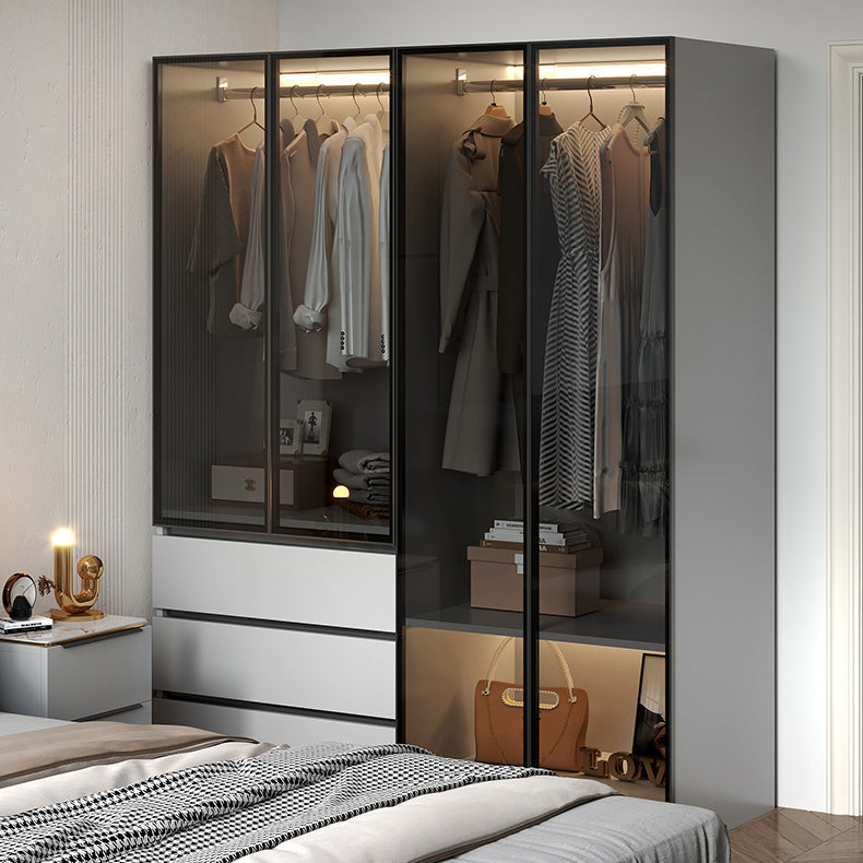 Guardaroba a cornice in legno moderno armadio armadio armadio con 3 cassetti