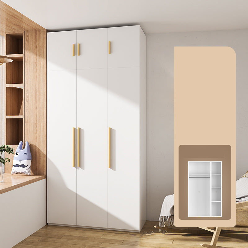 Modern Metal Wardrobe Armoire Freestanding Wardrobe in White Armoire with Top Cabinet 47"L x 24"W x 79"H 4 Clearhalo 'Armoires & Wardrobes' 'armoires_wardrobes' 'Bedroom Furniture' 'furn' 'furn_armoires_wardrobes' 'Furniture' 7178862