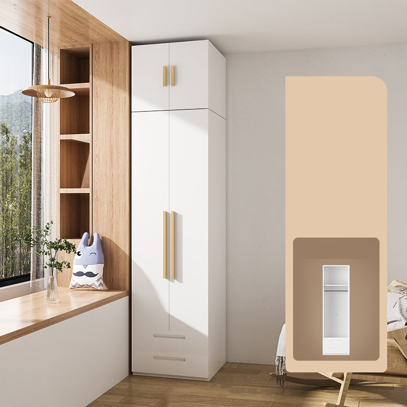 Modern Metal Wardrobe Armoire Freestanding Wardrobe in White Armoire with Top Cabinet 23.5"L x 23.5"W x 79"H 1 Clearhalo 'Armoires & Wardrobes' 'armoires_wardrobes' 'Bedroom Furniture' 'furn' 'furn_armoires_wardrobes' 'Furniture' 7178868