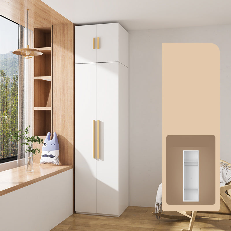 Modern Metal Wardrobe Armoire Freestanding Wardrobe in White Armoire with Top Cabinet 23.5"L x 23.5"W x 79"H 2 Clearhalo 'Armoires & Wardrobes' 'armoires_wardrobes' 'Bedroom Furniture' 'furn' 'furn_armoires_wardrobes' 'Furniture' 7178870