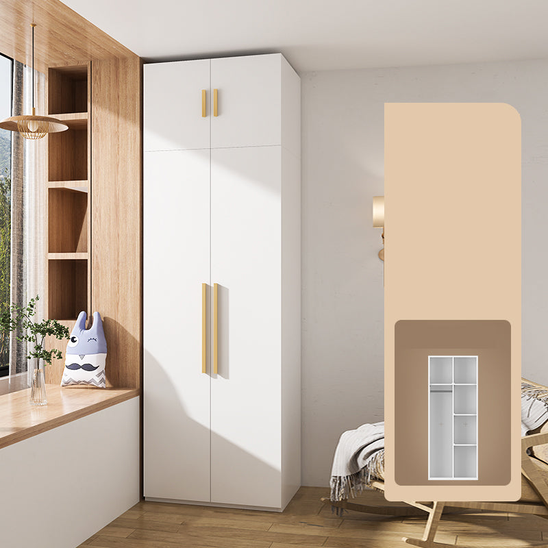 Modern Metal Wardrobe Armoire Freestanding Wardrobe in White Armoire with Top Cabinet 31.5"L x 23.5"W x 79"H 4 Clearhalo 'Armoires & Wardrobes' 'armoires_wardrobes' 'Bedroom Furniture' 'furn' 'furn_armoires_wardrobes' 'Furniture' 7178878