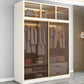 Modern Wit Wood Frame Garderobe Vrijstaande garderobe met schuifglazen deuren