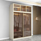 Modern Wit Wood Frame Garderobe Vrijstaande garderobe met schuifglazen deuren