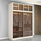 Modern Wit Wood Frame Garderobe Vrijstaande garderobe met schuifglazen deuren