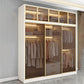 Modern Wit Wood Frame Garderobe Vrijstaande garderobe met schuifglazen deuren