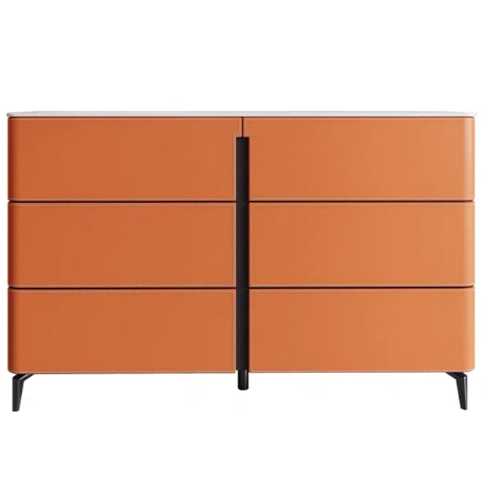 Contemporary Dining Server Kitchen Buffet Server Cabinet with Drawers 55"L x 16"W x 35"H Orange Clearhalo 'buffet_sideboard' 'Buffets & Sideboards' 'furn' 'furn_buffet_sideboard' 'Furniture' 'Kitchen & Dining Furniture' 7179211