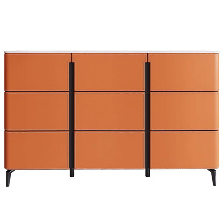 Contemporary Dining Server Kitchen Buffet Server Cabinet with Drawers 63"L x 16"W x 35"H Orange Clearhalo 'buffet_sideboard' 'Buffets & Sideboards' 'furn' 'furn_buffet_sideboard' 'Furniture' 'Kitchen & Dining Furniture' 7179223