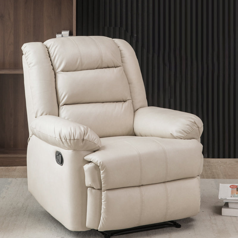 Swivel Rocker Standard Recliner Solid Color Manual Recliner Chair Beige Clearhalo 'Chairs & Seating' 'furn' 'furn_recliners' 'Furniture' 'Living Room Furniture' 'Recliners' 7179310
