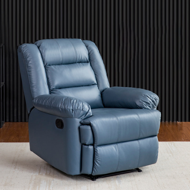 Swivel Rocker Standard Recliner Solid Color Manual Recliner Chair Blue Clearhalo 'Chairs & Seating' 'furn' 'furn_recliners' 'Furniture' 'Living Room Furniture' 'Recliners' 7179314