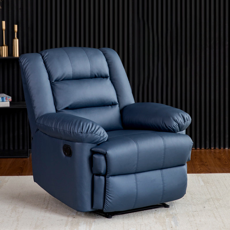 Swivel Rocker Standard Recliner Solid Color Manual Recliner Chair Dark Blue Clearhalo 'Chairs & Seating' 'furn' 'furn_recliners' 'Furniture' 'Living Room Furniture' 'Recliners' 7179323