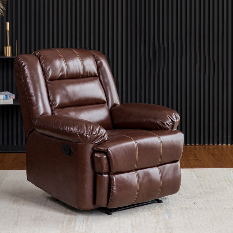 Swivel Rocker Standard Recliner Solid Color Manual Recliner Chair Coffee Clearhalo 'Chairs & Seating' 'furn' 'furn_recliners' 'Furniture' 'Living Room Furniture' 'Recliners' 7179326