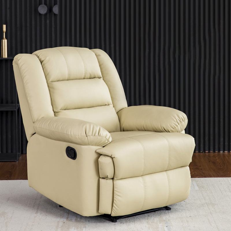 Swivel Rocker Standard Recliner Solid Color Manual Recliner Chair Off-White Clearhalo 'Chairs & Seating' 'furn' 'furn_recliners' 'Furniture' 'Living Room Furniture' 'Recliners' 7179328