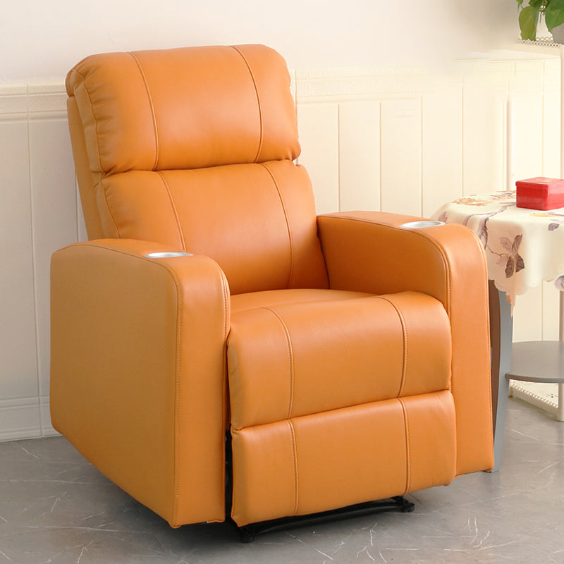 Contemporary Home Theater Recliner Metal Solid Color Indoor Standard Manual-Push Botton Orange Clearhalo 'Chairs & Seating' 'furn' 'furn_recliners' 'Furniture' 'Living Room Furniture' 'Recliners' 7179337