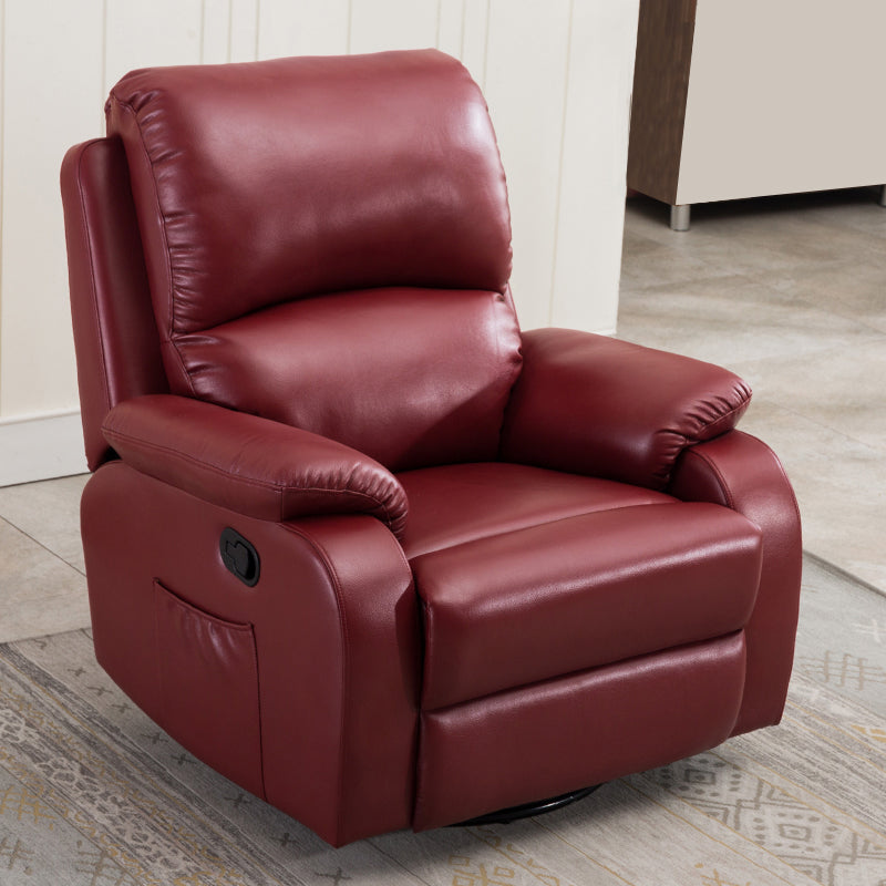 Contemporary Home Theater Recliner Metal Solid Color Indoor Standard Manual-Push Botton Red Clearhalo 'Chairs & Seating' 'furn' 'furn_recliners' 'Furniture' 'Living Room Furniture' 'Recliners' 7179340