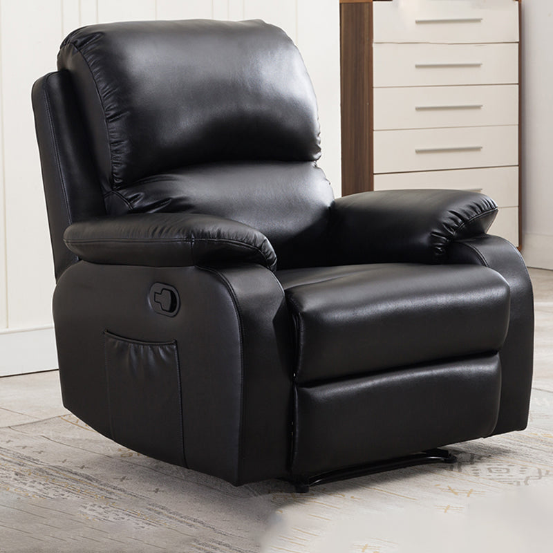 Contemporary Home Theater Recliner Metal Solid Color Indoor Standard Manual-Push Botton Matt Black Clearhalo 'Chairs & Seating' 'furn' 'furn_recliners' 'Furniture' 'Living Room Furniture' 'Recliners' 7179341