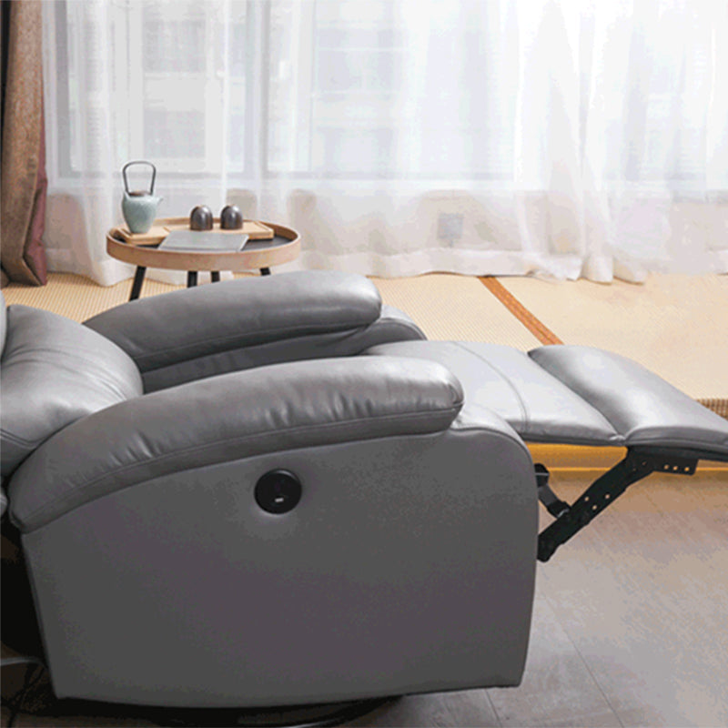 Contemporary Home Theater Recliner Metal Solid Color Indoor Standard Manual-Push Botton Clearhalo 'Chairs & Seating' 'furn' 'furn_recliners' 'Furniture' 'Living Room Furniture' 'Recliners' 7179346