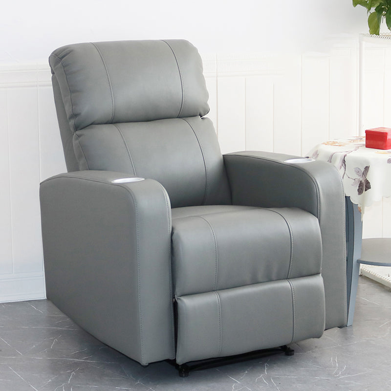Contemporary Home Theater Recliner Metal Solid Color Indoor Standard Manual-Push Botton Smoky Gray Clearhalo 'Chairs & Seating' 'furn' 'furn_recliners' 'Furniture' 'Living Room Furniture' 'Recliners' 7179350