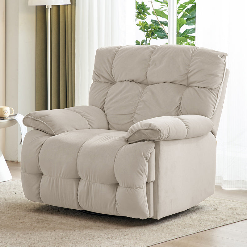 Solid Color Upholstered Standard Recliner Metal Frame Recliner Chair Beige Clearhalo 'Chairs & Seating' 'furn' 'furn_recliners' 'Furniture' 'Living Room Furniture' 'Recliners' 7179553