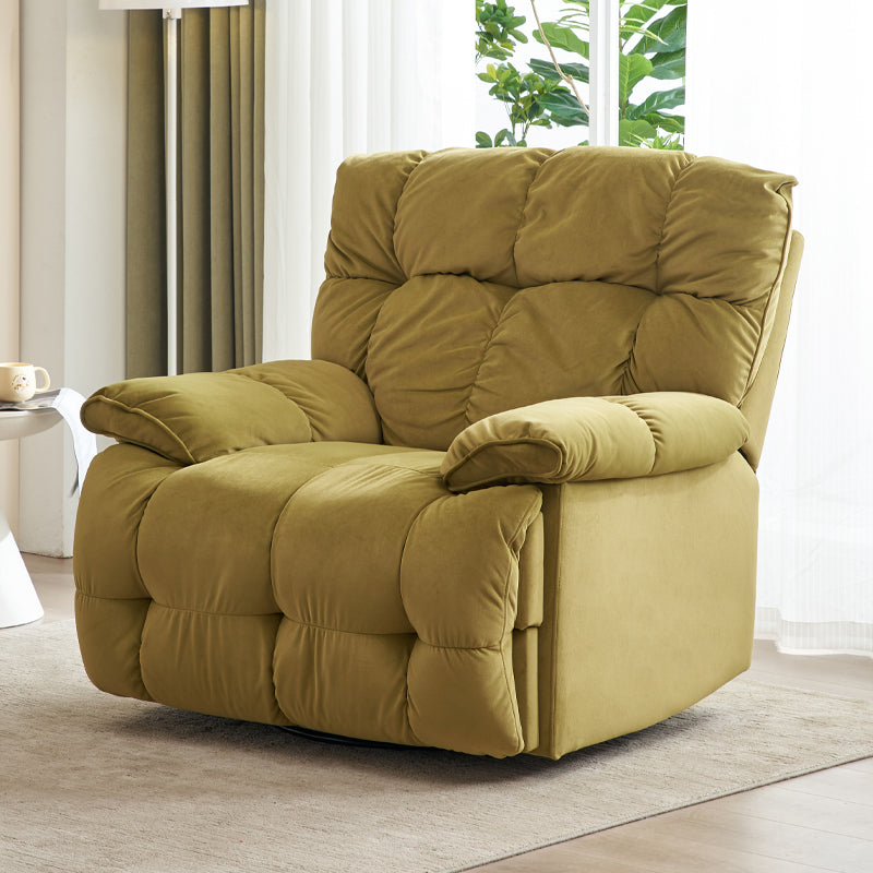Solid Color Upholstered Standard Recliner Metal Frame Recliner Chair Yellow Clearhalo 'Chairs & Seating' 'furn' 'furn_recliners' 'Furniture' 'Living Room Furniture' 'Recliners' 7179554