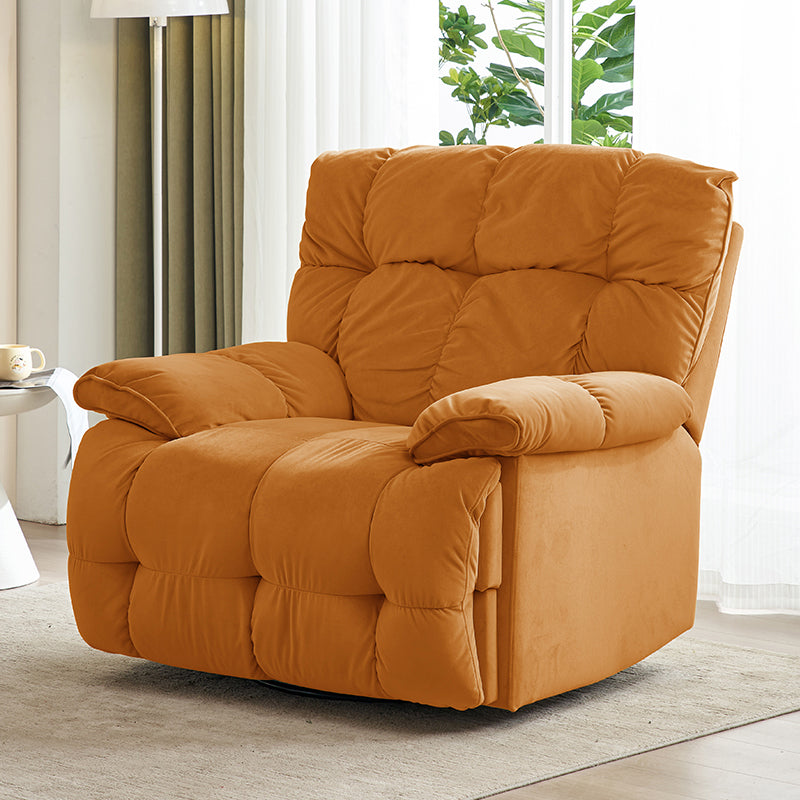 Solid Color Upholstered Standard Recliner Metal Frame Recliner Chair Orange Power Recline Clearhalo 'Chairs & Seating' 'furn' 'furn_recliners' 'Furniture' 'Living Room Furniture' 'Recliners' 7179555