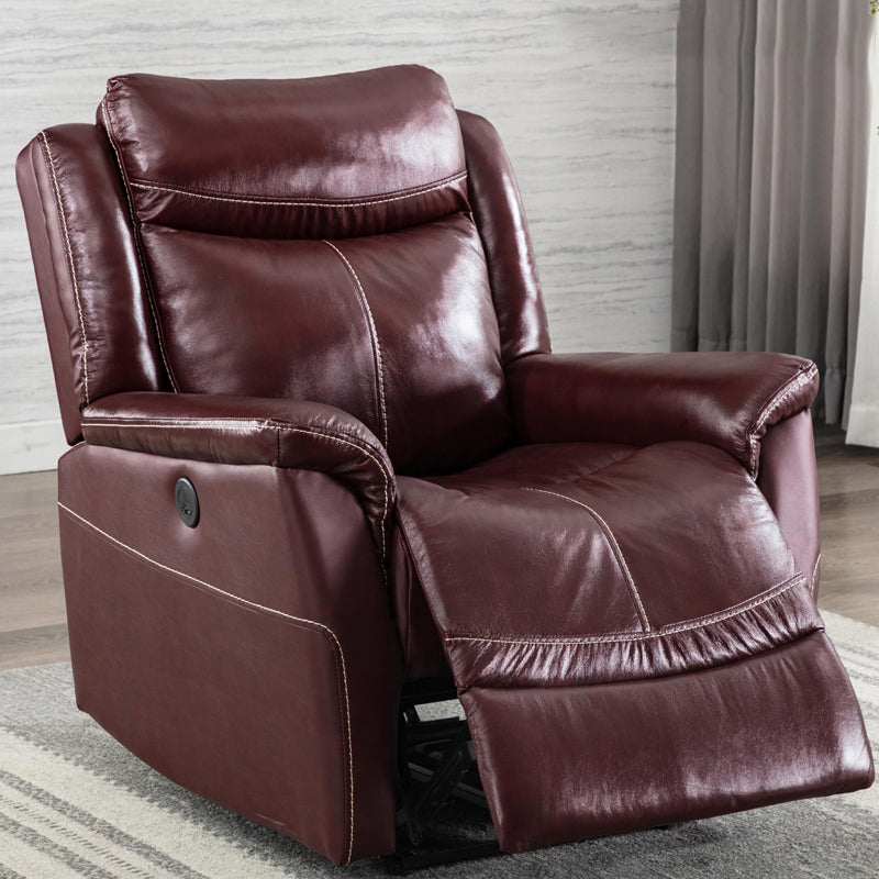 Swivel Rocker Metal Frame Standaard Recliner vaste kleur Lederen Recliner stoel