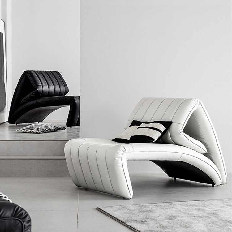 Sedia reclinabile in metallo in cuoio contemporaneo