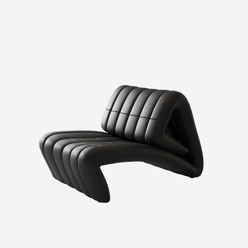 Sedia reclinabile in metallo in cuoio contemporaneo