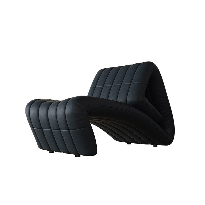 Sedia reclinabile in metallo in cuoio contemporaneo