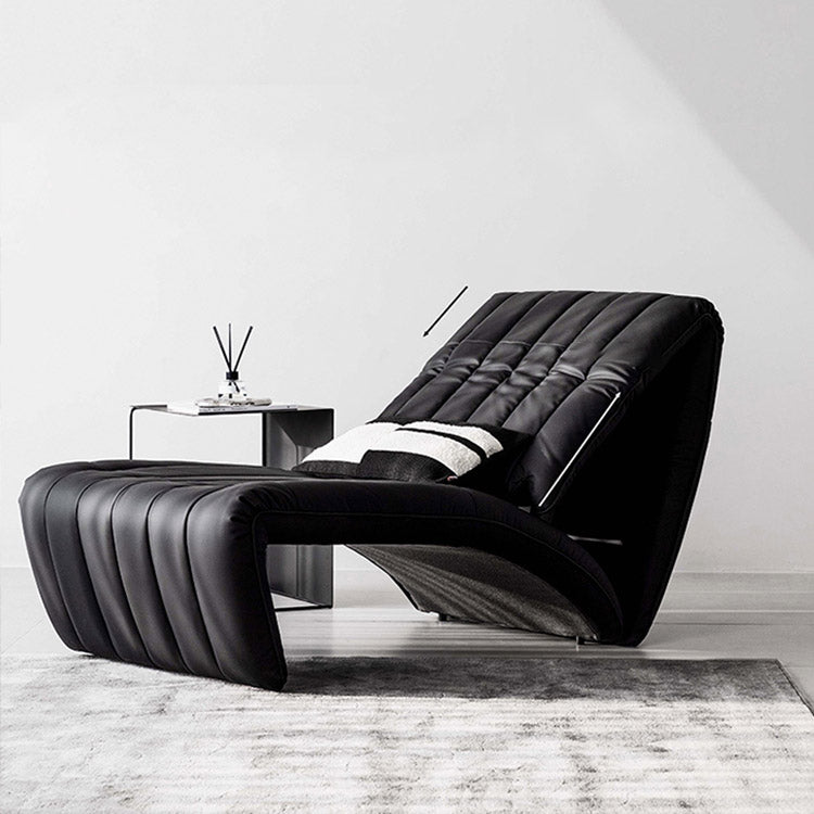 Sedia reclinabile in metallo in cuoio contemporaneo