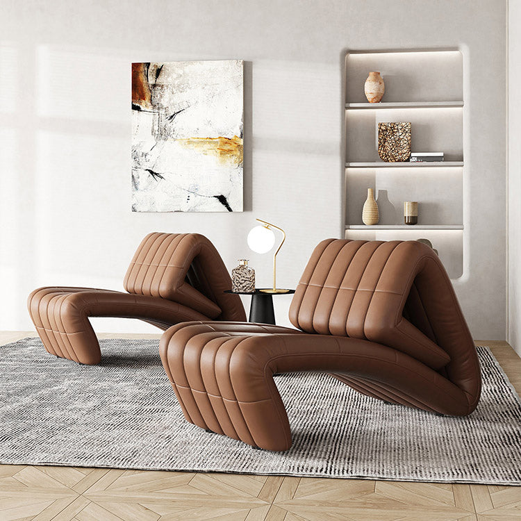 Sedia reclinabile in metallo in cuoio contemporaneo