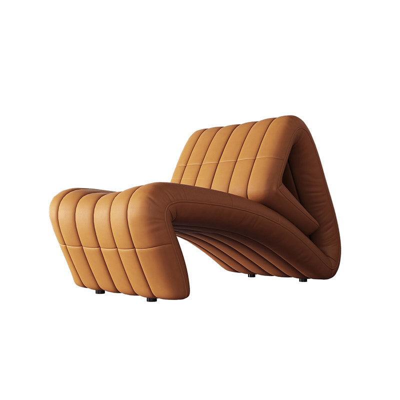 Sedia reclinabile in metallo in cuoio contemporaneo