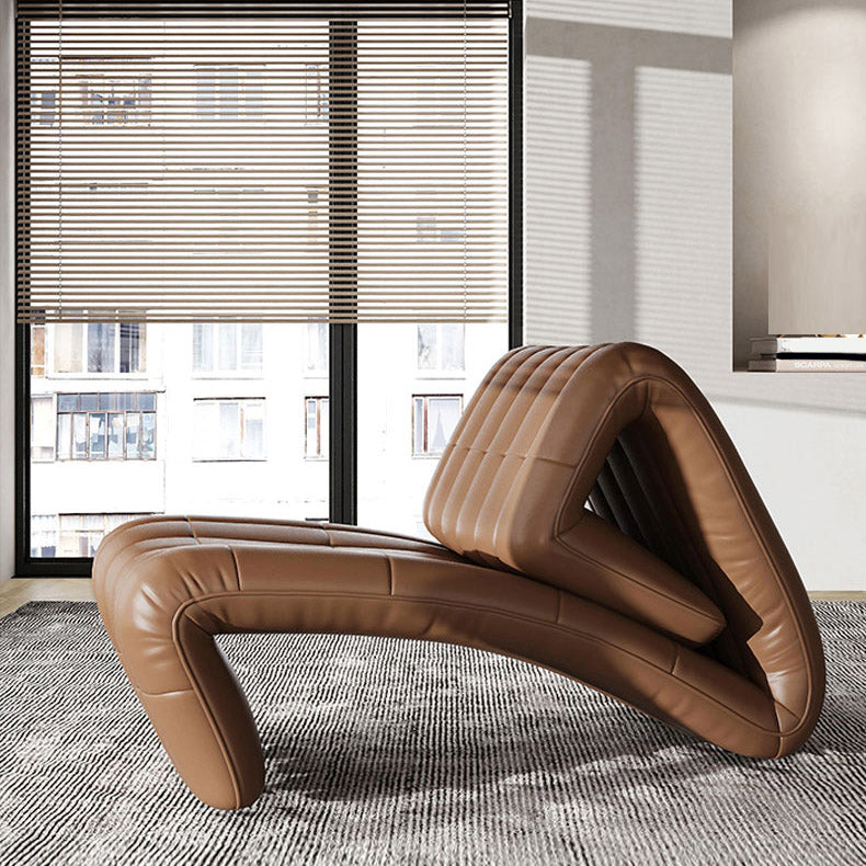 Sedia reclinabile in metallo in cuoio contemporaneo