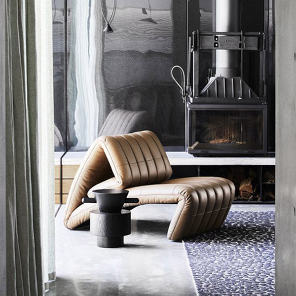 Sedia reclinabile in metallo in cuoio contemporaneo