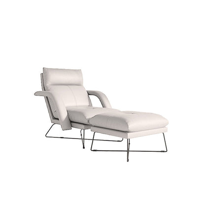 Metalen frame standaard ligstoel vaste kleur lederen reclinner stoel met poef