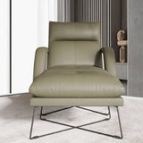 Metalen frame standaard ligstoel vaste kleur lederen reclinner stoel met poef