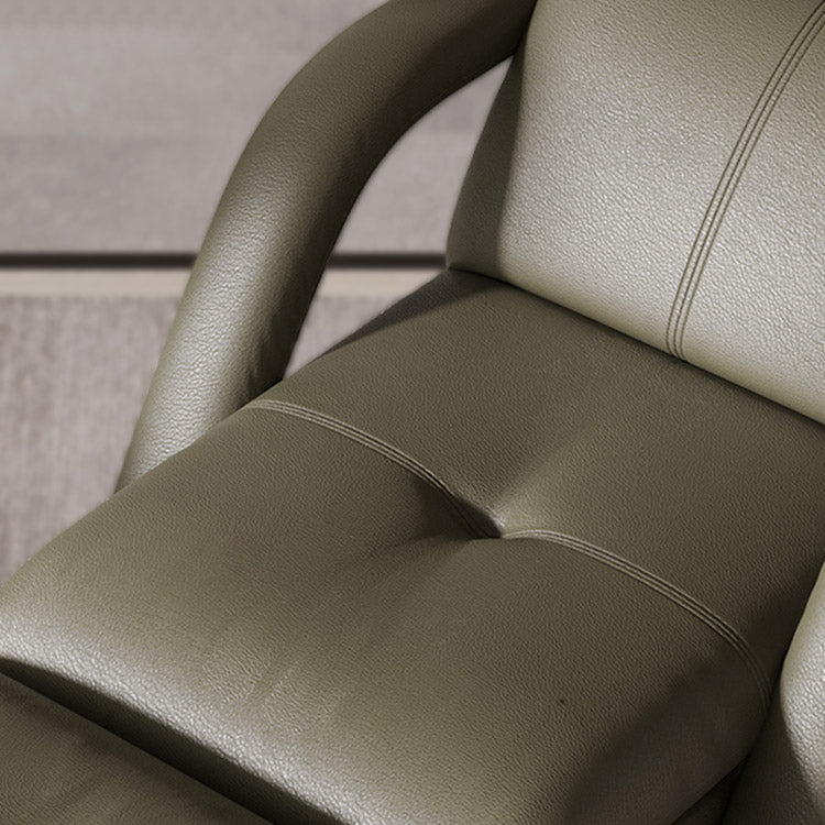 Metalen frame standaard ligstoel vaste kleur lederen reclinner stoel met poef