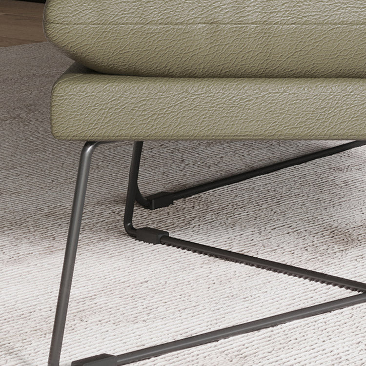 Metalen frame standaard ligstoel vaste kleur lederen reclinner stoel met poef