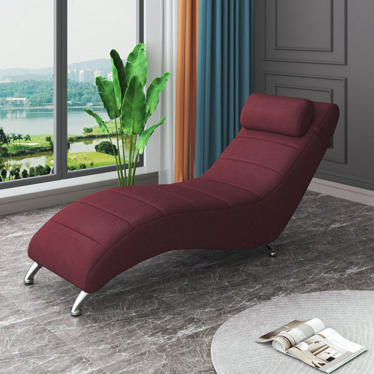 Metal Frame Standard Recliner Scandinavian Solid Color Recliner Chair Claret Clearhalo 'Chairs & Seating' 'furn' 'furn_recliners' 'Furniture' 'Living Room Furniture' 'Recliners' 7179766