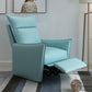 Manual-Push Standard Recliner with Storage Solid Color Recliner Chair with Footrest Faux Leather Blue Clearhalo 'Chairs & Seating' 'furn' 'furn_recliners' 'Furniture' 'Living Room Furniture' 'Recliners' 7179791